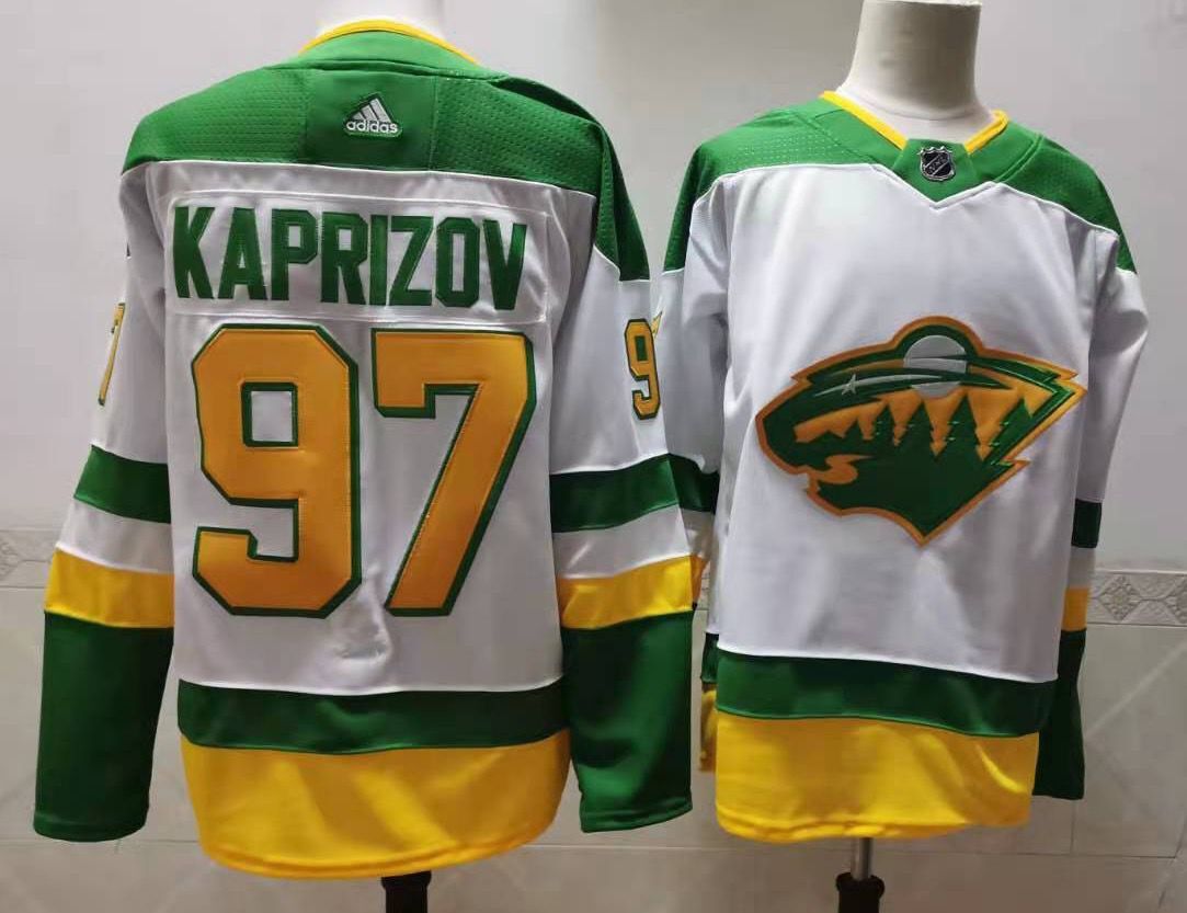 Cheap Men Minnesota Wild 97 Kaprizov White Throwback Authentic Stitched 2020 Adidias NHL Jersey